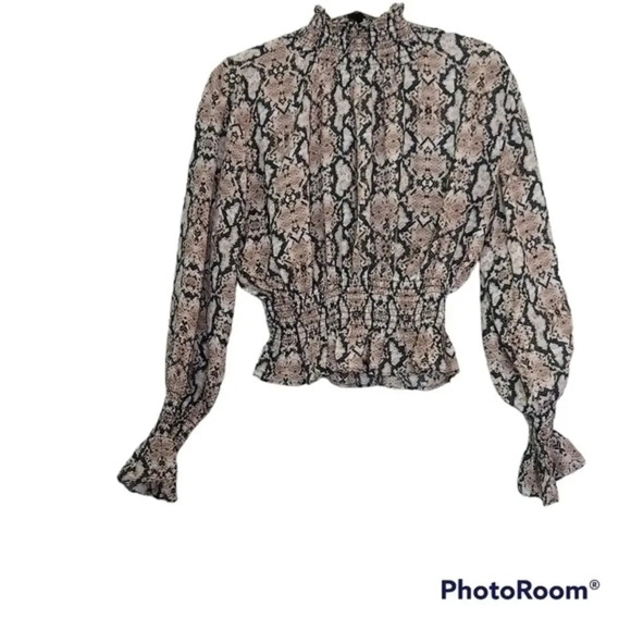 Vintage Y2K Shinestar Reptile Print Puff Sleeve  Blouse‎ - Picture 1 of 7